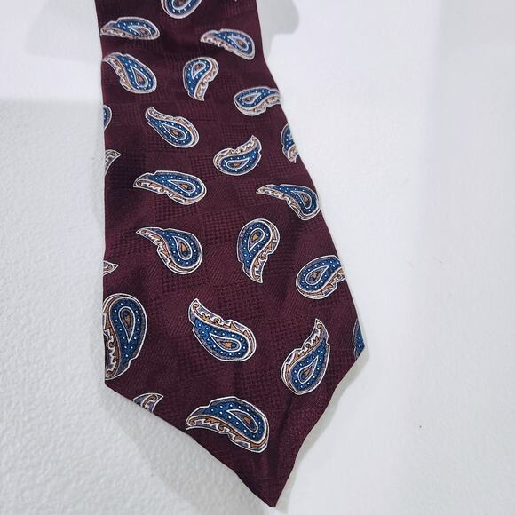 Oscar De La Renta Culture Collection 100% Silk Burgundy Paisley Print Neck Tie - Picture 2 of 7